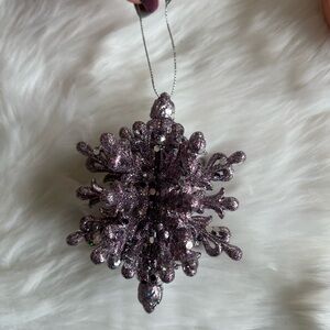 Glittery Purple Snowflake Ornament